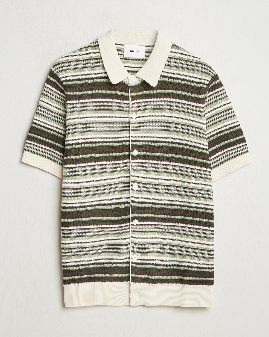 Herren | Hemden | NN07 | Nolan Knitted Striped Short Sleeve Shirt Multi