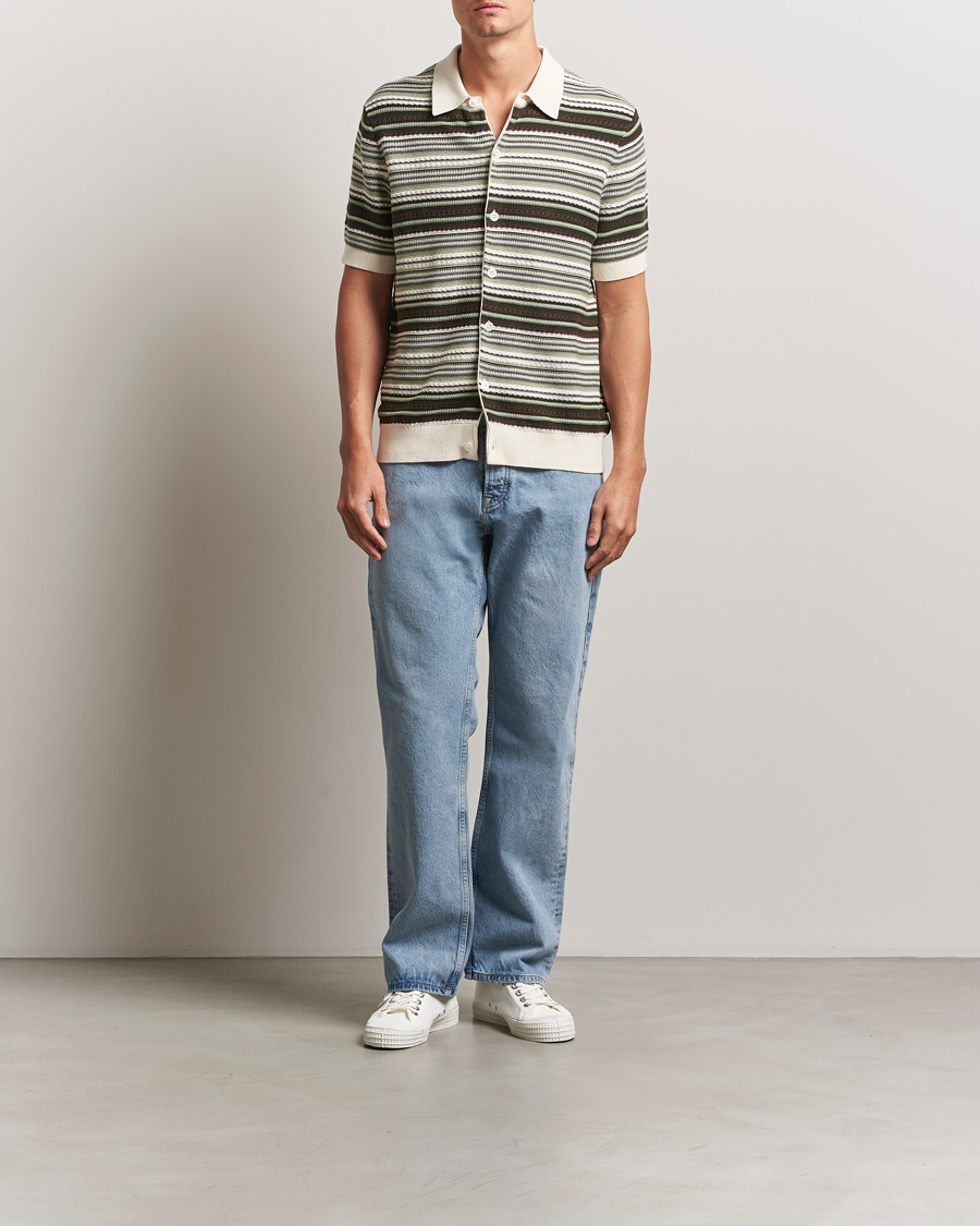 Herren | Hemden | NN07 | Nolan Knitted Striped Short Sleeve Shirt Multi