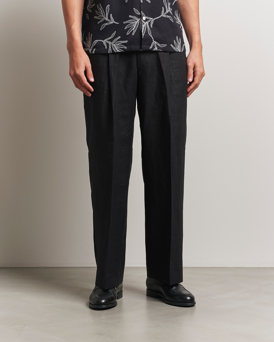 Herren | Hosen | NN07 | Kay Relaxed Fit Linen Trousers Black