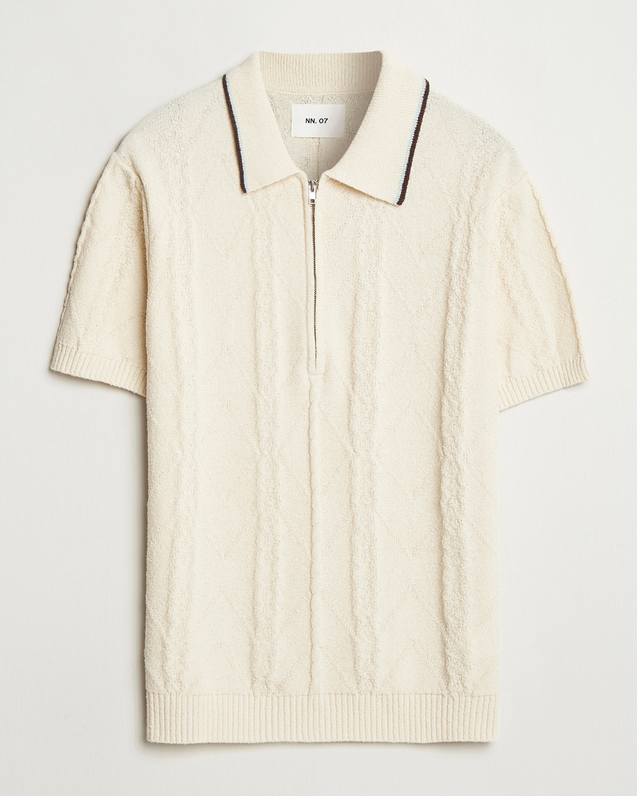 Herren | Poloshirts | NN07 | Gustav Bouclé Half Zip Polo Ivory