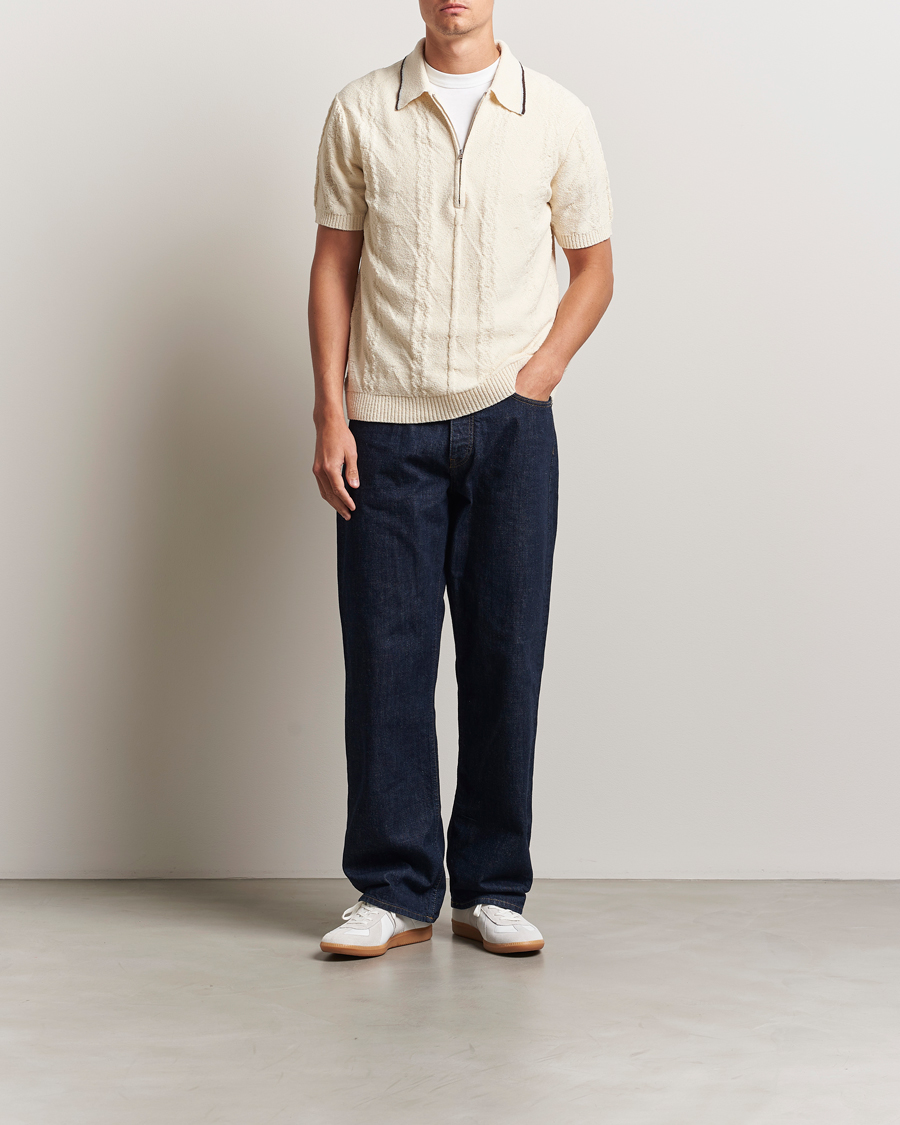 Herren | Poloshirts | NN07 | Gustav Bouclé Half Zip Polo Ivory