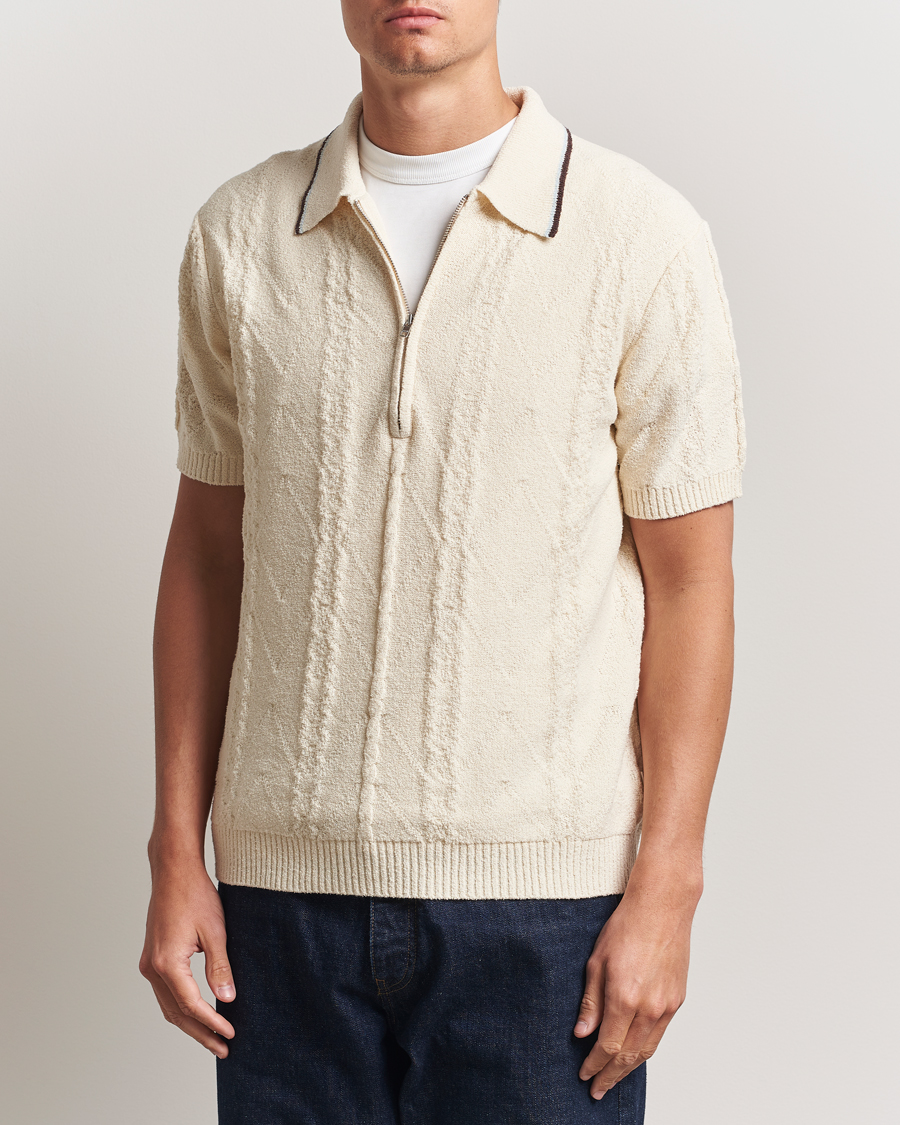 Herren | Poloshirts | NN07 | Gustav Bouclé Half Zip Polo Ivory