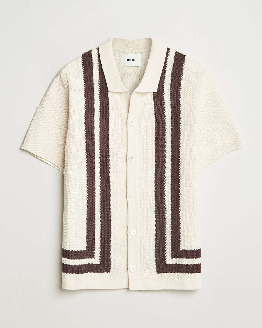 Herren | Hemden | NN07 | Ares Knitted Short Sleeve Shirt Ivory