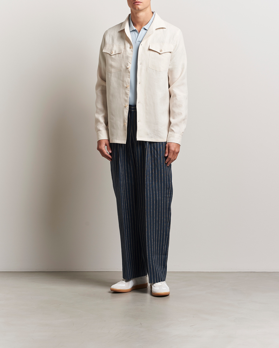 Herren | Hosen | NN07 | Kay Linen Pinstriped Trousers Navy Blue