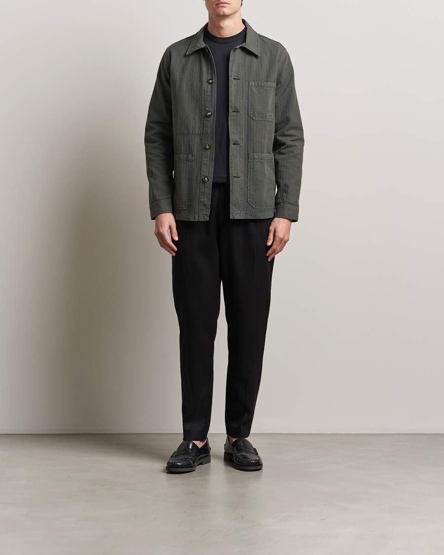 Herren | Jacken | A Day's March | Herringbone Overshirt Olive