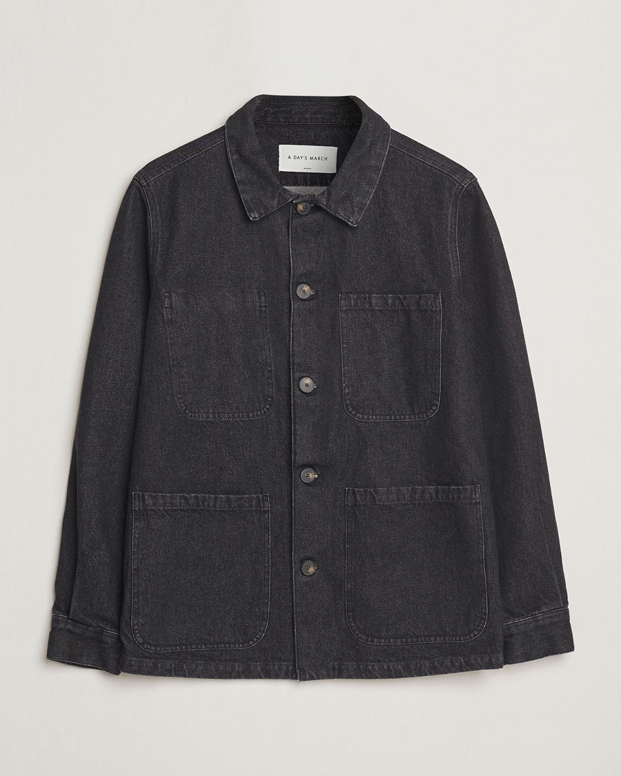 Herren | Jacken | A Day's March | Algot Denim Overshirt Washed Black