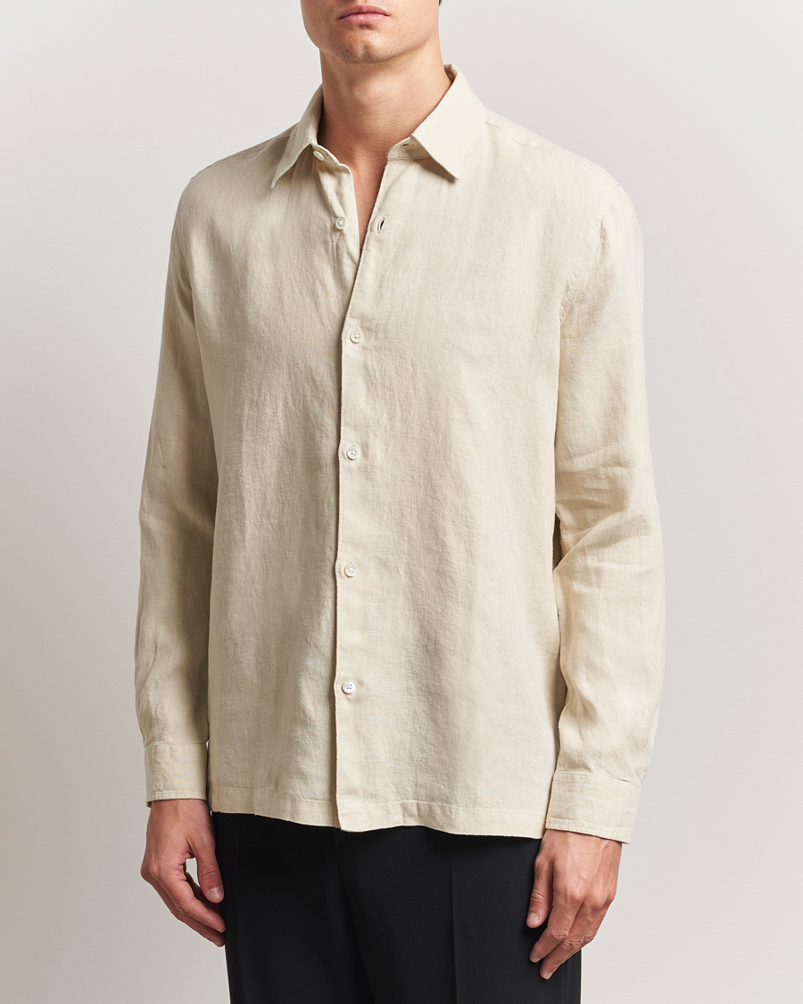 Herren | Hemden | A Day's March | Clean Cut Linen Shirt Oyster