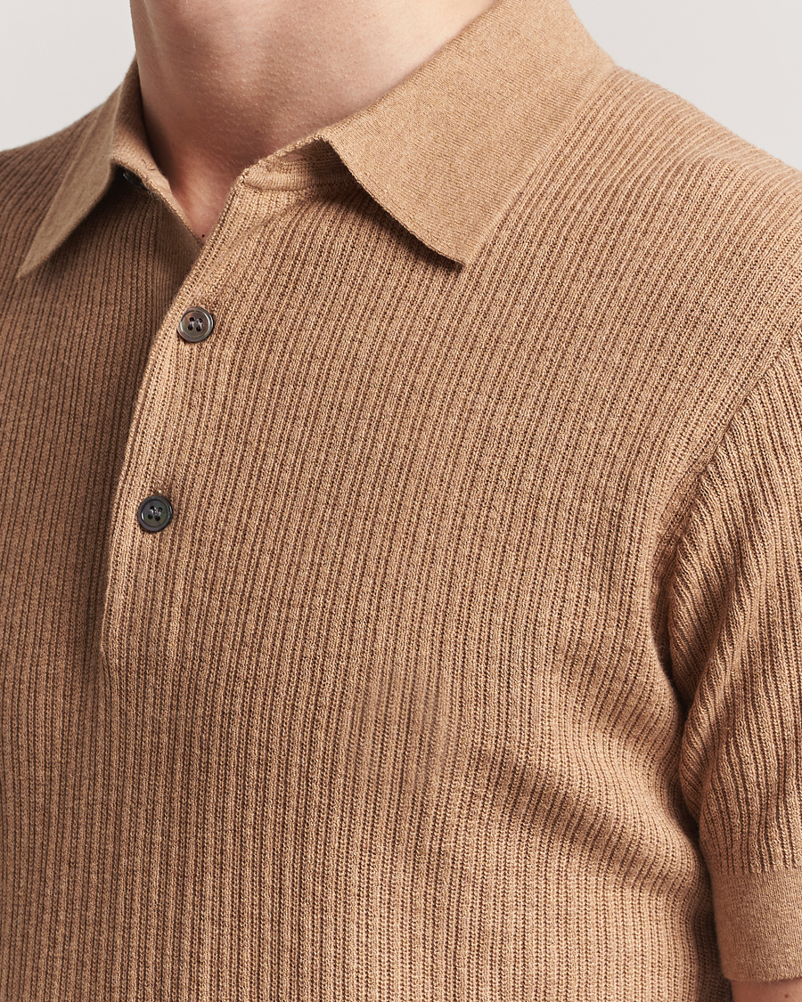 Herren | Pullover | A Day's March | Aspen Structure Short Sleeve Polo Camel
