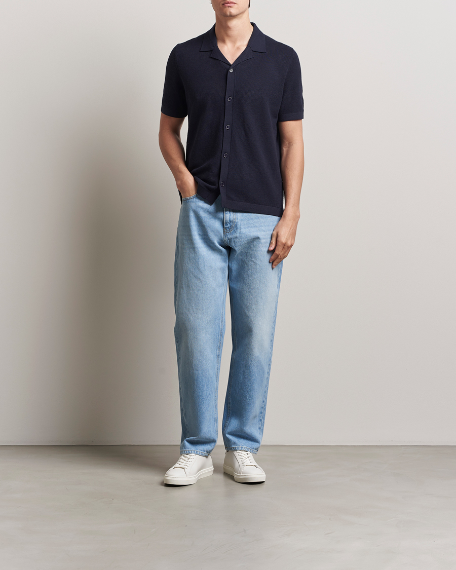 Herren | Pullover | A Day's March | Yamu Structure Short Sleeve Navy