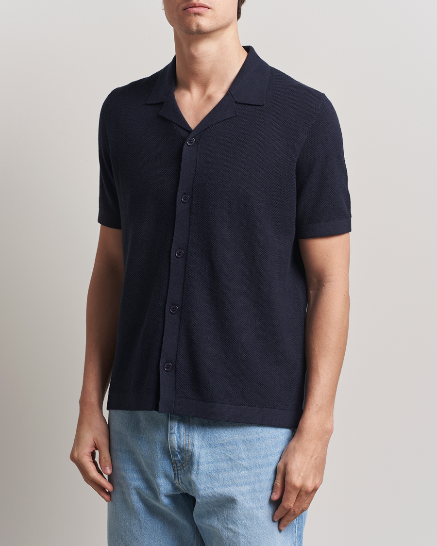 Herren | Pullover | A Day's March | Yamu Structure Short Sleeve Navy
