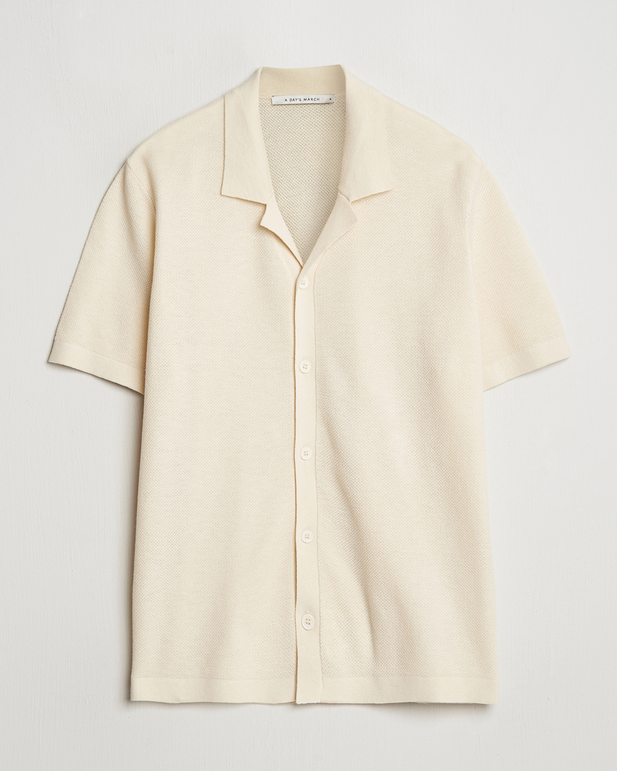 Herren | Pullover | A Day's March | Yamu Structure Short Sleeve Off White