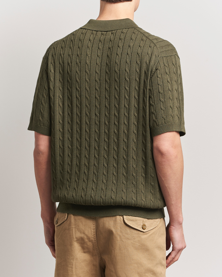 Herren | Poloshirts | BEAMS PLUS | Short Sleeve Cable Polo Olive