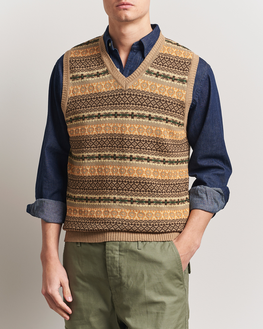Herren | Pullover | BEAMS PLUS | Fairisle Vest Khaki