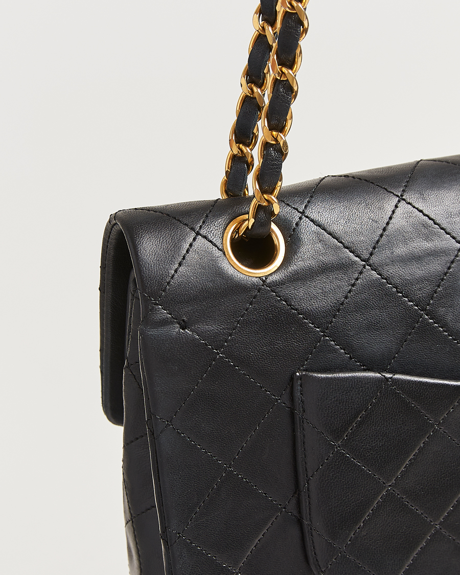 Herren | Chanel Pre-Owned Classic Medium Double Flap Bag Lambskin Black | Chanel Pre-Owned | Classic Medium Double Flap Bag Lambskin Black