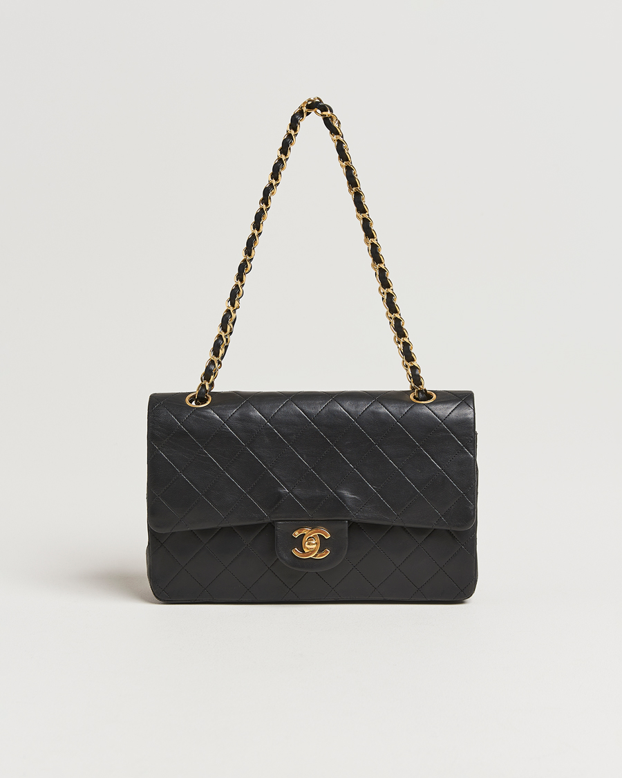 Herren | Chanel Pre-Owned Classic Medium Double Flap Bag Lambskin Black | Chanel Pre-Owned | Classic Medium Double Flap Bag Lambskin Black