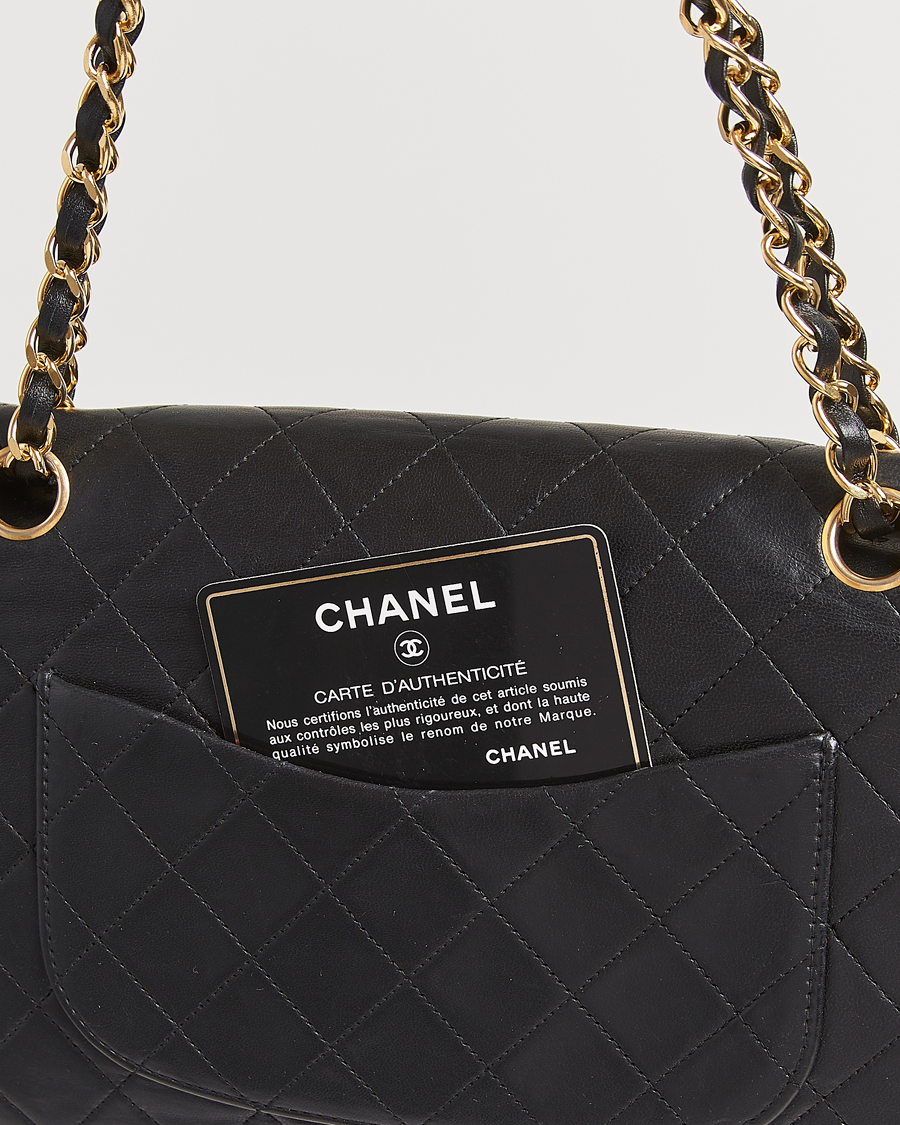 Herren | Chanel Pre-Owned Classic Medium Double Flap Bag Lambskin Black | Chanel Pre-Owned | Classic Medium Double Flap Bag Lambskin Black
