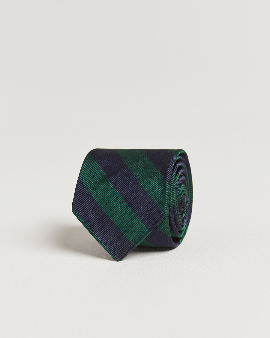 Herren | Krawatten | Kamakura Shirts | Vintage Ivy Regimental Stripe Silk Tie Navy/Green