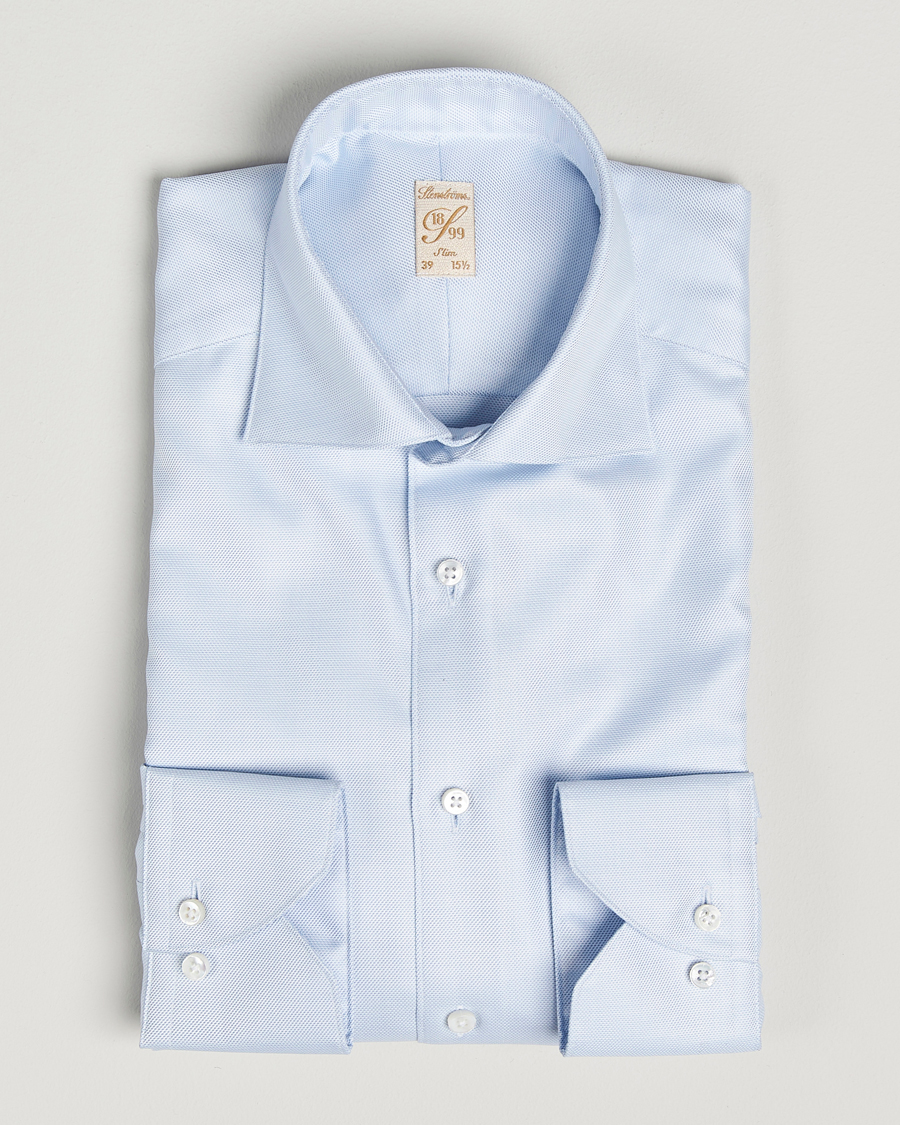 Herren | Hemden | Stenströms | 1899 Slim Cotton Twill Shirt Light Blue