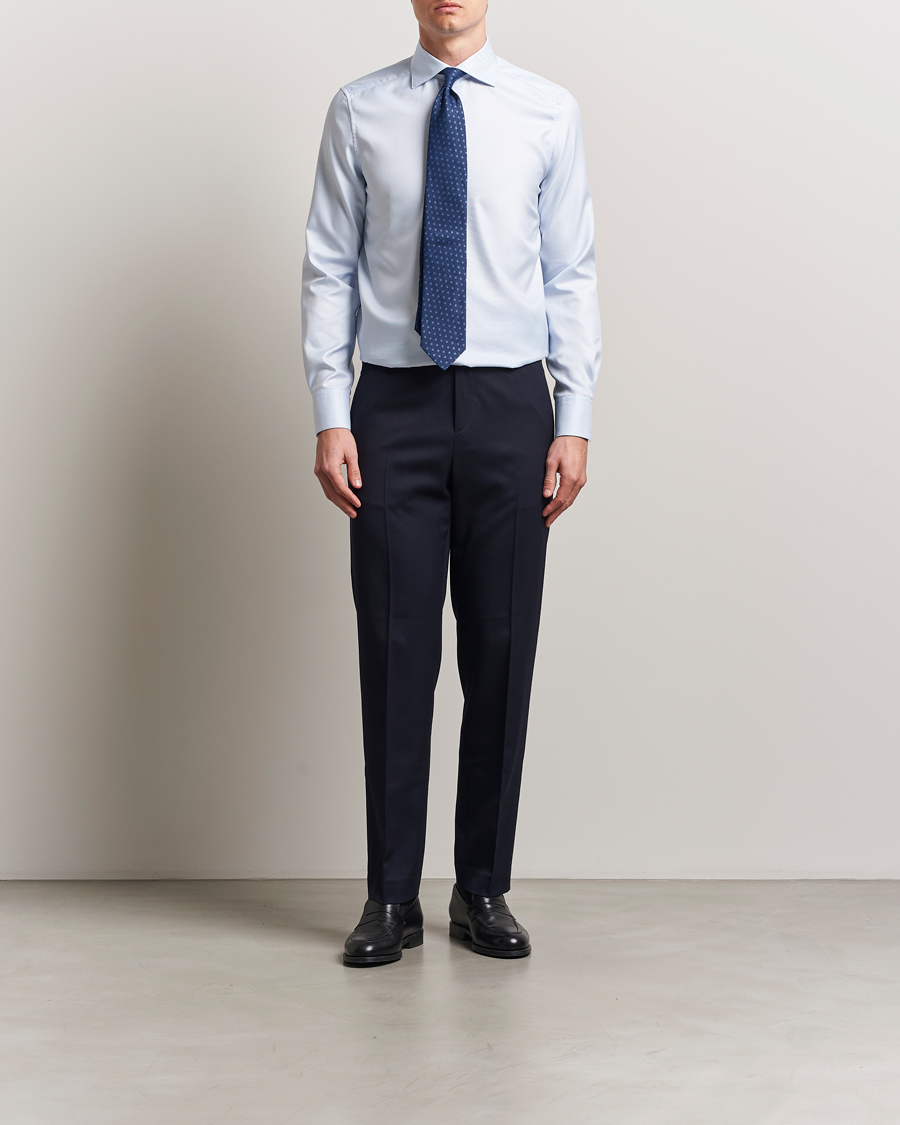 Herren | Hemden | Stenströms | 1899 Slim Cotton Twill Shirt Light Blue