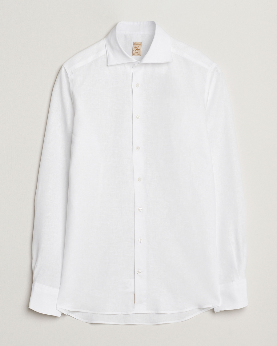 Herren | Hemden | Stenströms | 1899 Slim Linen Shirt White