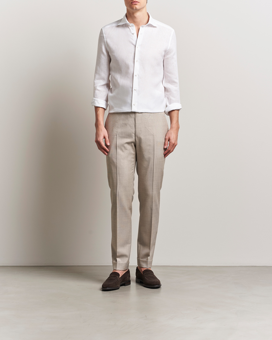 Herren | Hemden | Stenströms | 1899 Slim Linen Shirt White