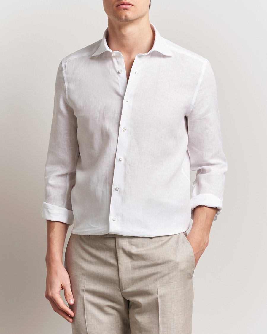 Herren | Hemden | Stenströms | 1899 Slim Linen Shirt White