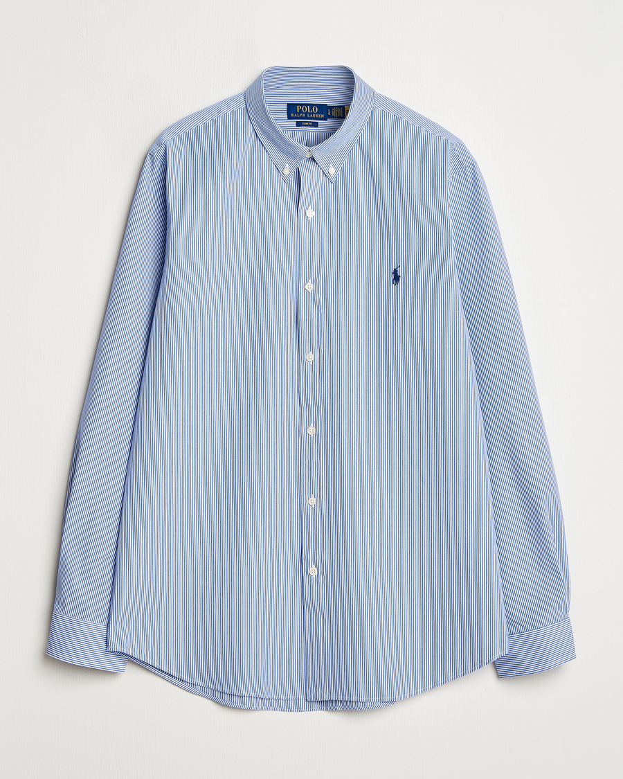 Herren | Neue Produktbilder | Polo Ralph Lauren | Slim Fit Poplin Shirt Blue/White Hairline Stripe