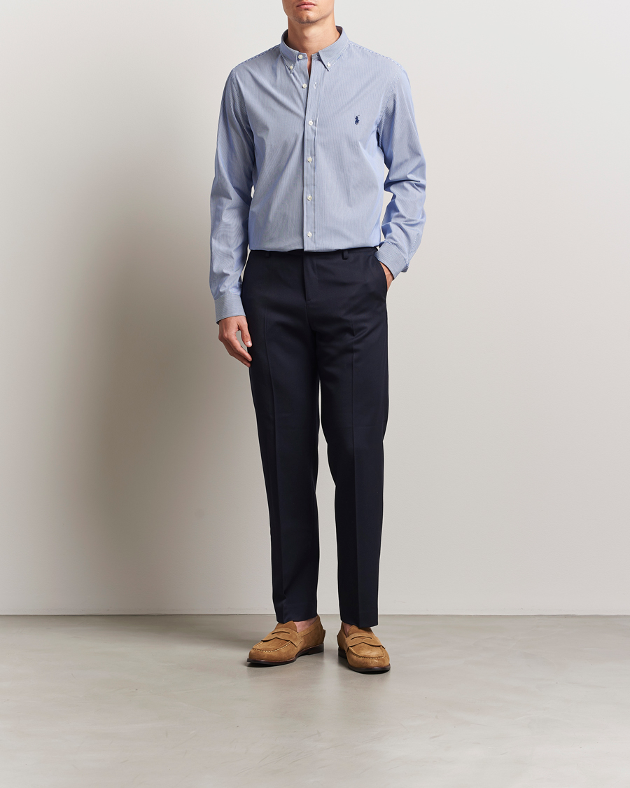 Herren | Hemden | Polo Ralph Lauren | Slim Fit Poplin Shirt Blue/White Hairline Stripe