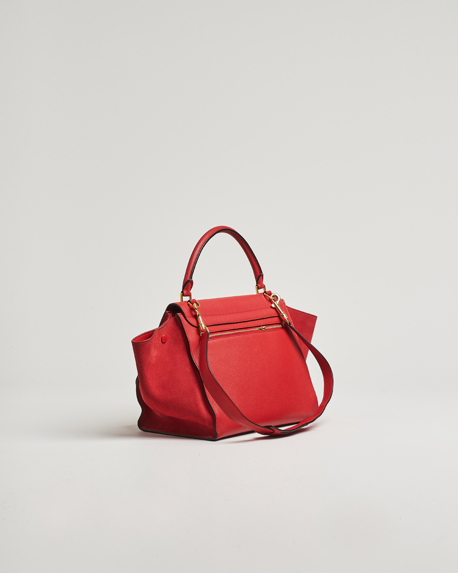Herren | Gifts for Her | Celine Pre-Owned | Trapeze Leather Suede Handbag Red Medium
