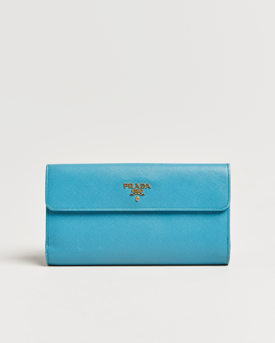 Herren | Pre-Owned & Vintage Bags | Prada Pre-Owned | Saffiano Leather Wallet Light Blue
