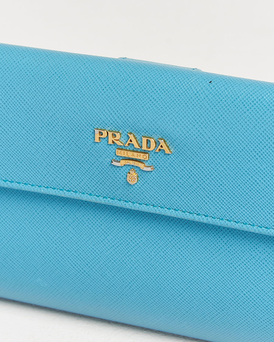 Herren | Pre-Owned & Vintage Bags | Prada Pre-Owned | Saffiano Leather Wallet Light Blue