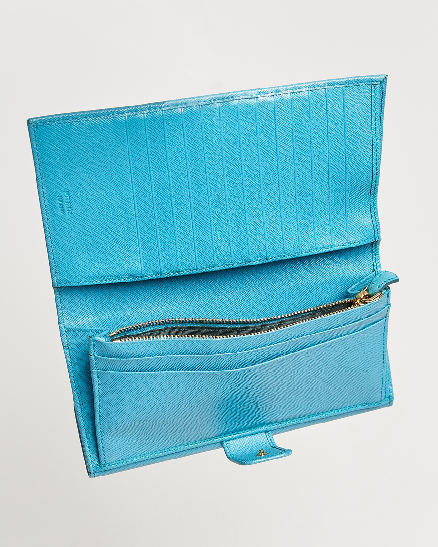 Herren | Pre-Owned & Vintage Bags | Prada Pre-Owned | Saffiano Leather Wallet Light Blue