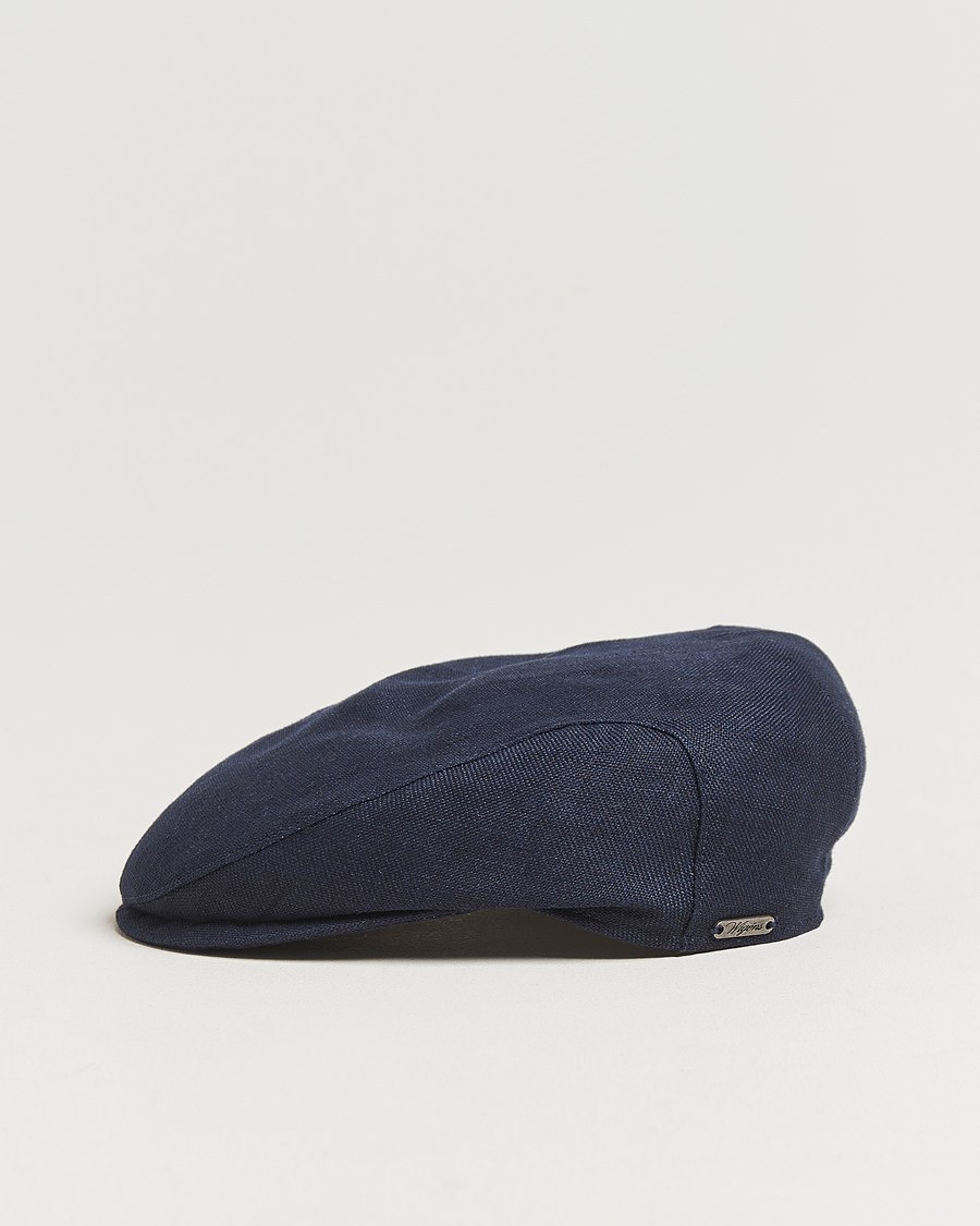Herren | Hüte & Mützen | Wigéns | Ivy Slim Hopsack Linen Cap Navy