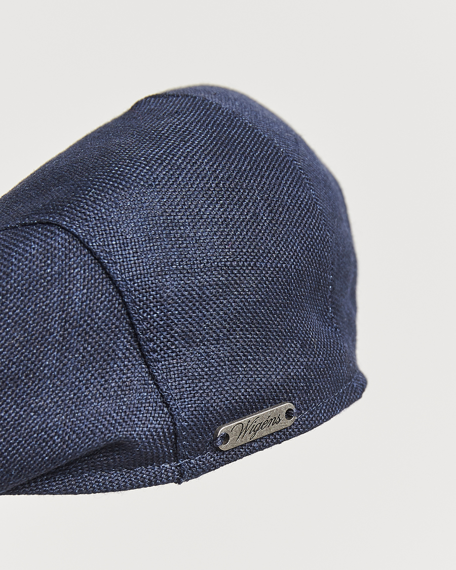 Herren | Hüte & Mützen | Wigéns | Ivy Slim Hopsack Linen Cap Navy