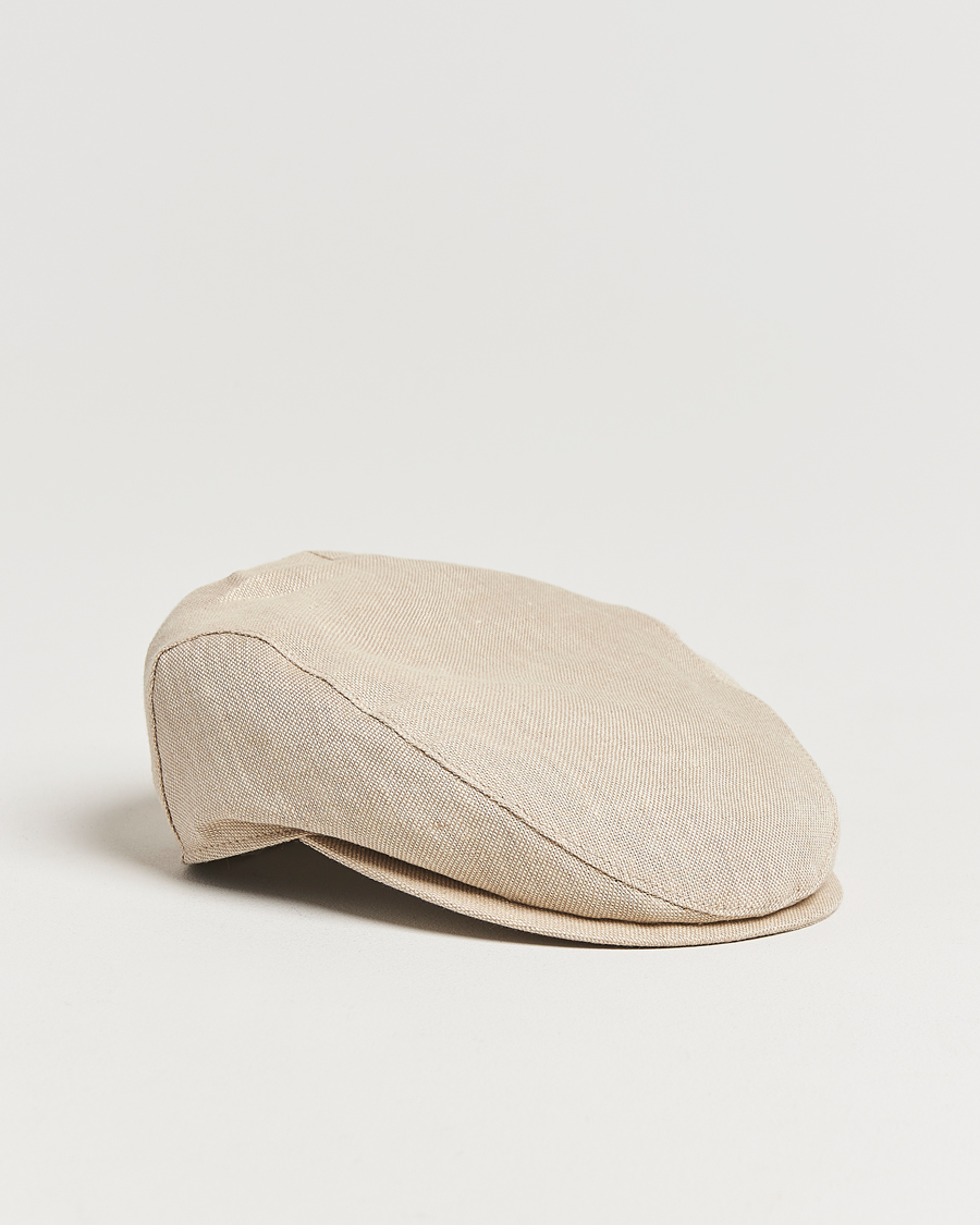 Herren | Hüte & Mützen | Wigéns | Ivy Slim Hopsack Linen Cap Sand
