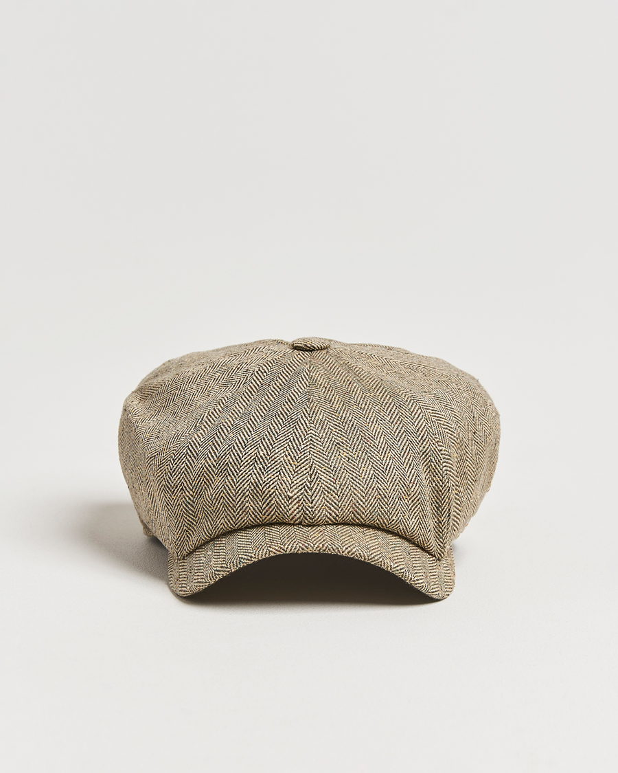 Herren | Hüte & Mützen | Wigéns | Newsboy Retro Herringbone Cap Dark Olive