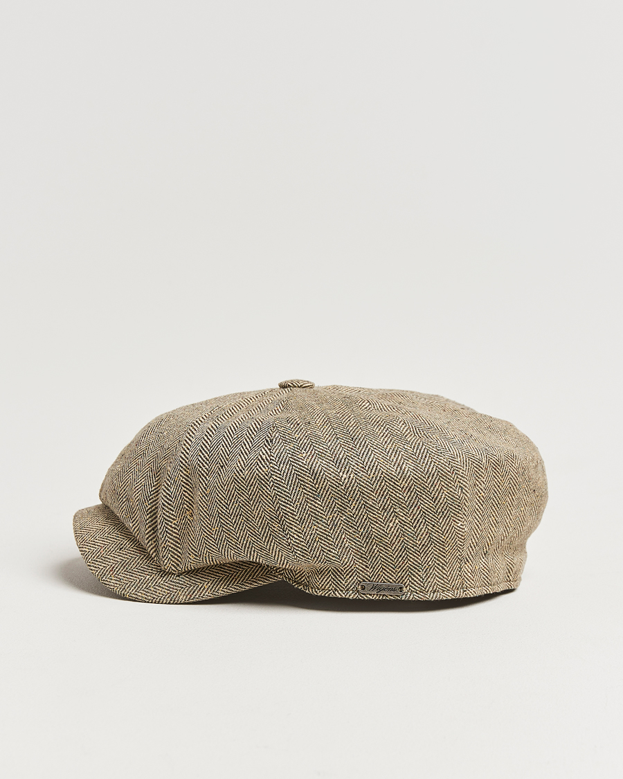 Herren | Hüte & Mützen | Wigéns | Newsboy Retro Herringbone Cap Dark Olive