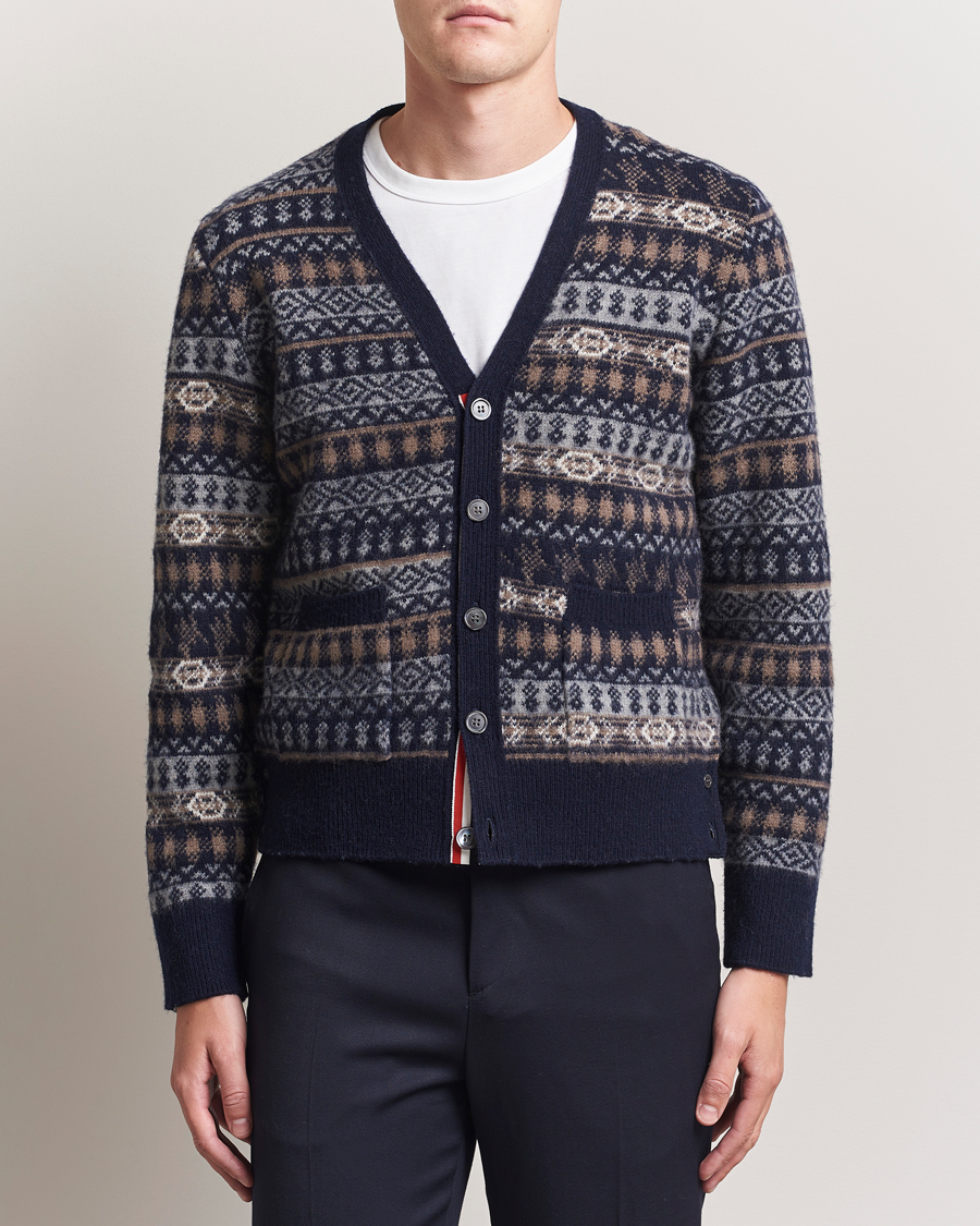 Herren | Pullover | Thom Browne | Fairisle Jacquard Cardigan Navy