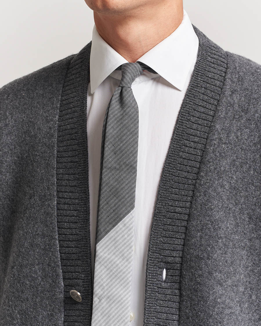 Herren | Krawatten | Thom Browne | Uni Stripe Tie Light Grey