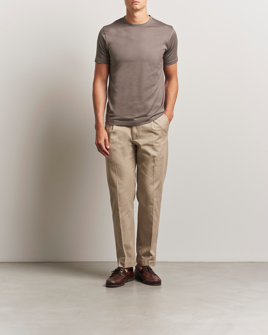 Herren | T-Shirts | Sunspel | Crew Neck Q82 Cotton T-Shirt Walnut