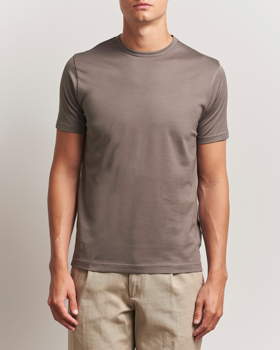 Herren | T-Shirts | Sunspel | Crew Neck Q82 Cotton T-Shirt Walnut