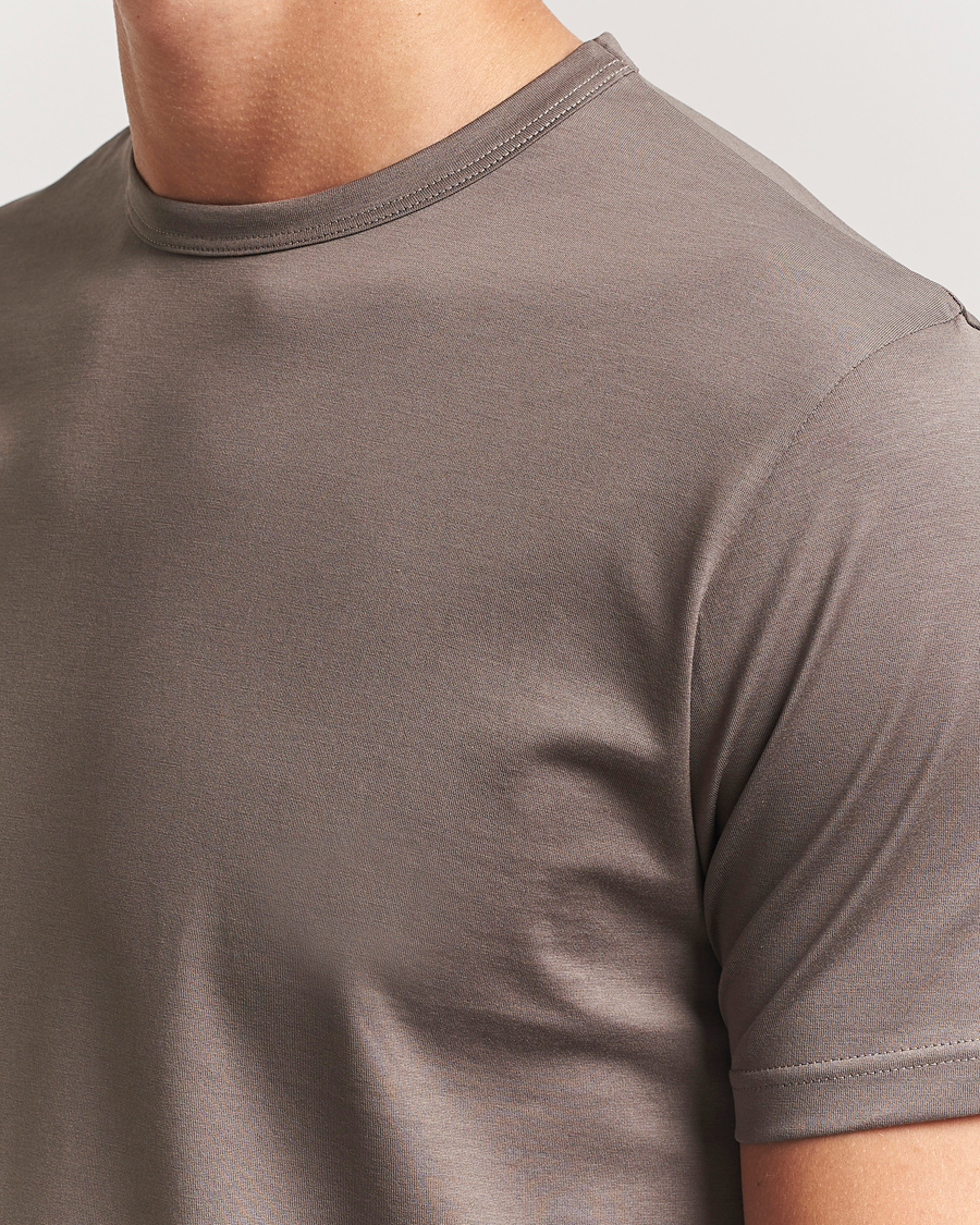 Herren | T-Shirts | Sunspel | Crew Neck Q82 Cotton T-Shirt Walnut