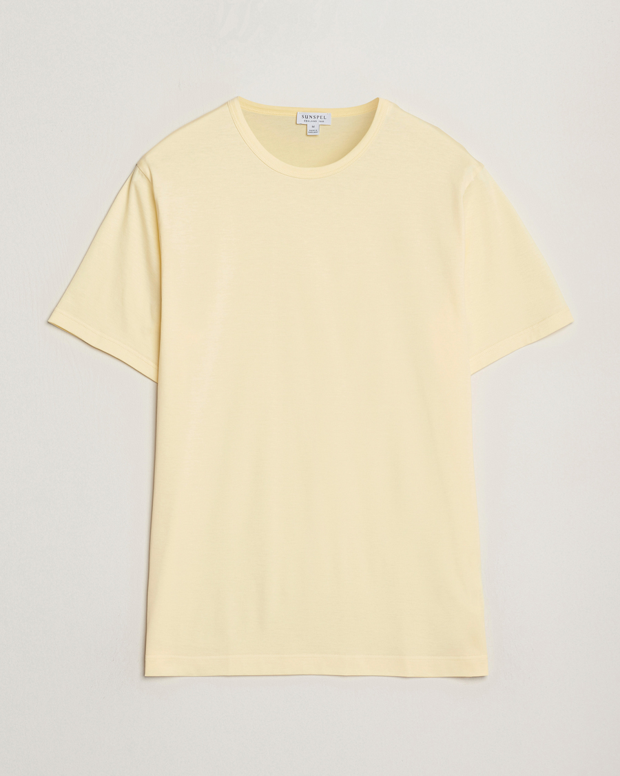 Herren | T-Shirts | Sunspel | Crew Neck Q82 Cotton T-Shirt Buttermilk