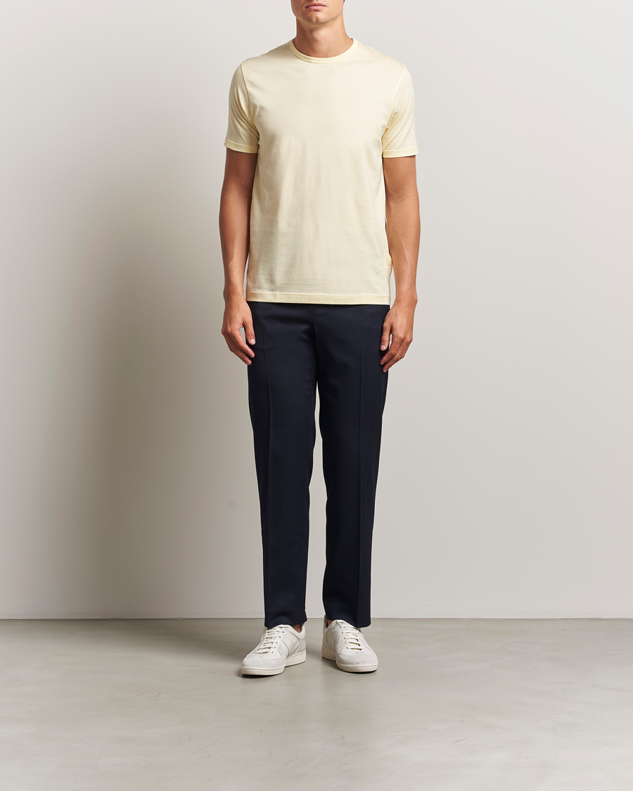 Herren | T-Shirts | Sunspel | Crew Neck Q82 Cotton T-Shirt Buttermilk