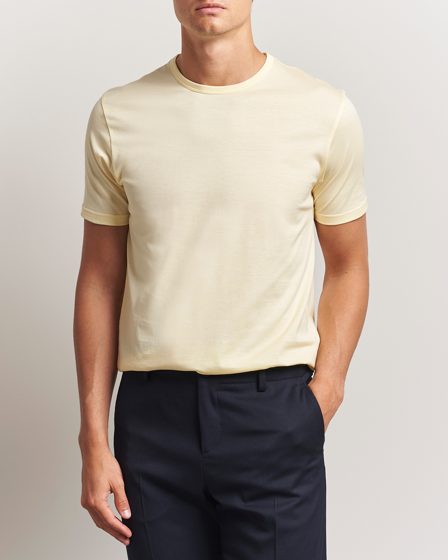 Herren | T-Shirts | Sunspel | Crew Neck Q82 Cotton T-Shirt Buttermilk