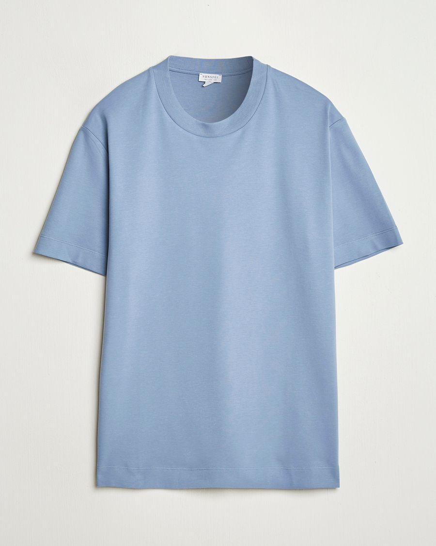 Herren | T-Shirts | Sunspel | Heavy Weight Supima Cotton T-Shirt Vintage Blue