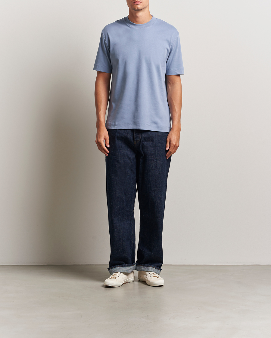 Herren | T-Shirts | Sunspel | Heavy Weight Supima Cotton T-Shirt Vintage Blue