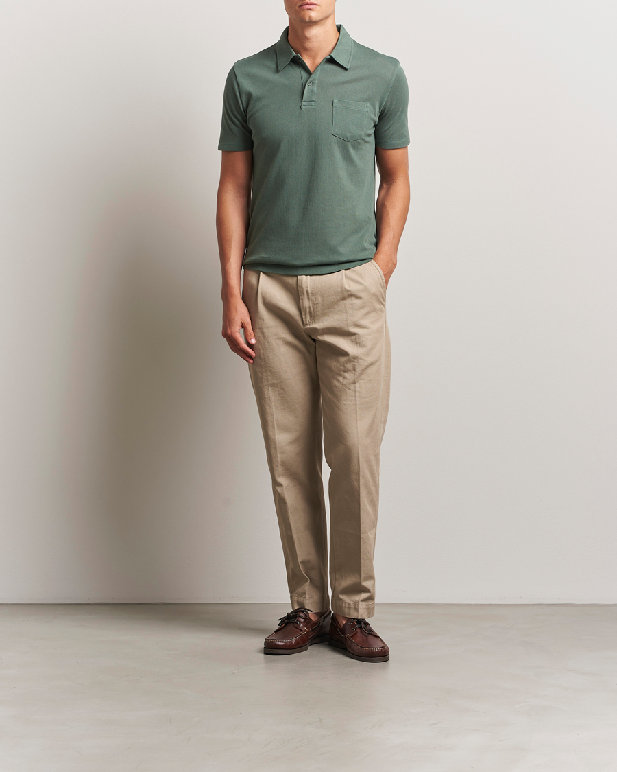 Herren | Poloshirts | Sunspel | Riviera Polo Shirt Dusk Green
