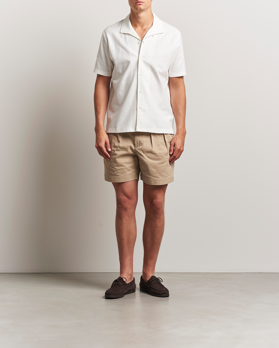 Herren | Hemden | Sunspel | Open Collar Mesh Shirt Ecru