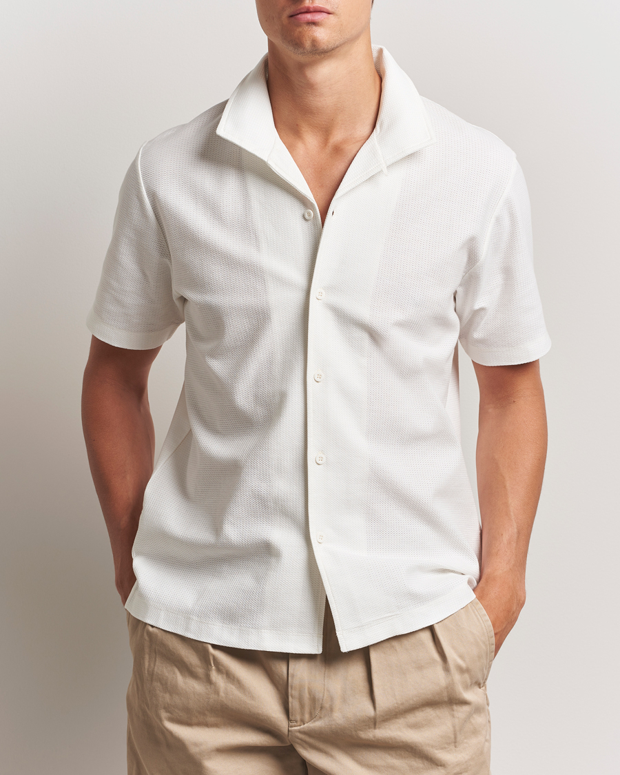Herren | Hemden | Sunspel | Open Collar Mesh Shirt Ecru